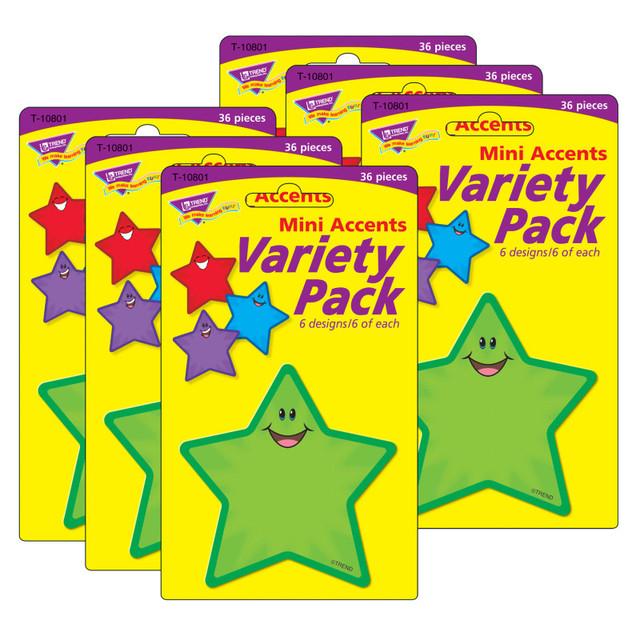 TREND ENTERPRISES INC. TREND Stars Mini Accents Variety Pack, 36 Per Pack, 6 Packs
