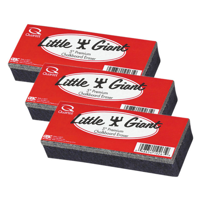 ACCO INTERNATIONAL INC. Quartet® Chalk Eraser, Moderate Use, For All Chalk Surfaces, 5" x 2" x 1", Pack of 3