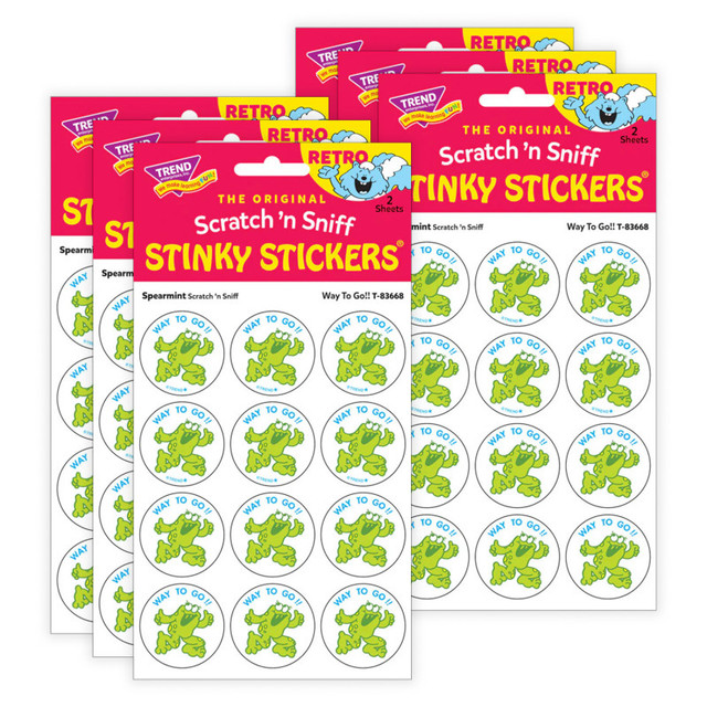 TREND ENTERPRISES INC. TREND Way to Go!!/ Spearmint Scent Stickers, 24 Per Pack, 6 Packs