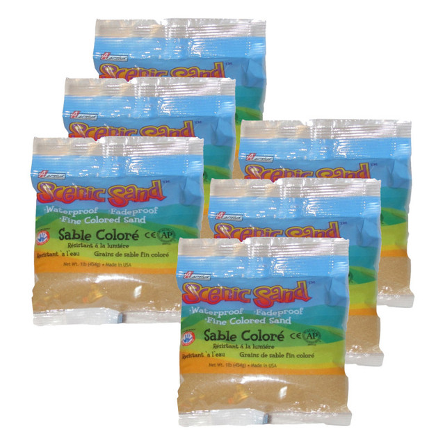 ACTIVA PRODUCTS ACTÍVA Scenic Sand™ Craft Colored Sand, Light Brown, 1 lb (454 g) Bag, Pack of 6