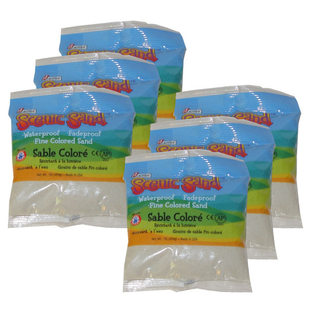 ACTIVA PRODUCTS ACTÍVA Scenic Sand™ Craft Colored Sand, White, 1 lb (454 g) Bag, Pack of 6