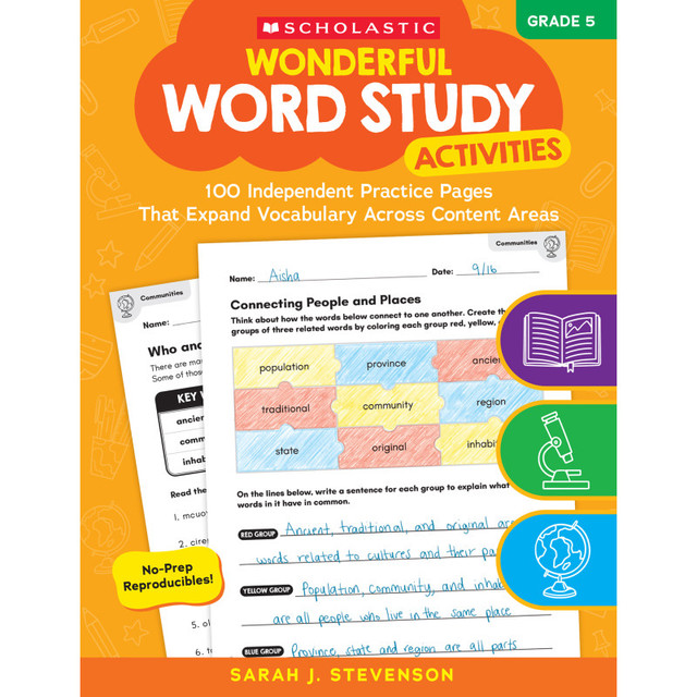 SCHOLASTIC TEACHING RESOURCES Scholastic Teaching Solutions Wonderful Word Study Activities: Grade 5, Independent Practice Pages, Vocabulary Learning, 112 Pages
