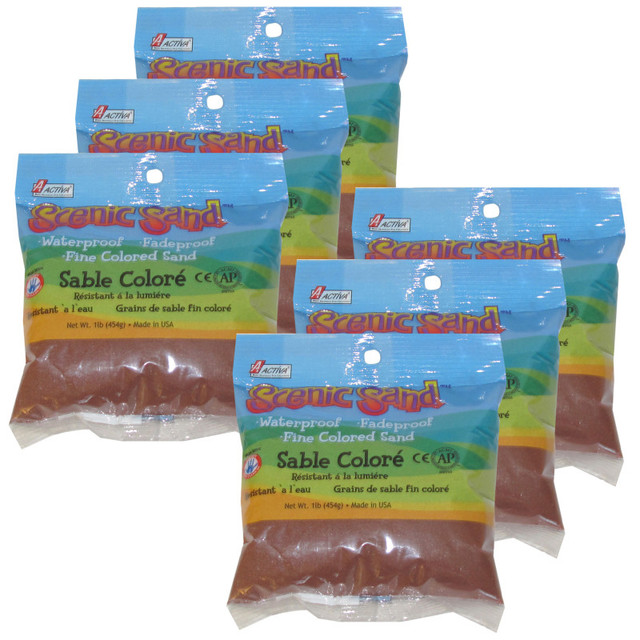 ACTIVA PRODUCTS ACTÍVA Scenic Sand™ Craft Colored Sand, Dark Brown, 1 lb (454 g) Bag, Pack of 6