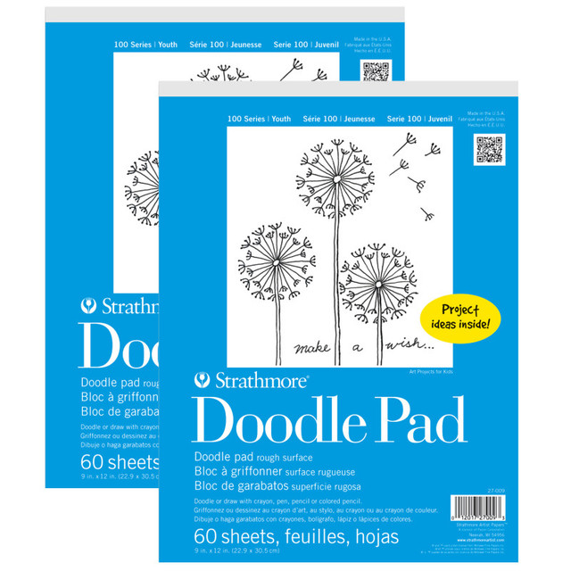 DIXON FINE ART Strathmore 100 Series Doodle Paper Pad, 9x12 in, White, 60 Sheets, Pack of 2