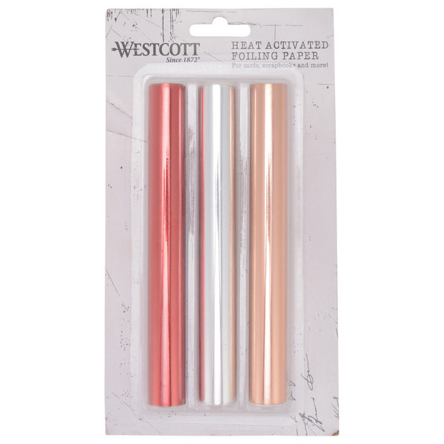 ACME UNITED CORPORATION Westcott® 3-Pack Crafting Heat Activated Foil Rolls, Red, Silver, Gold