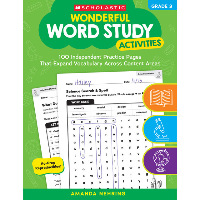 SCHOLASTIC TEACHING RESOURCES Scholastic Teaching Solutions Wonderful Word Study Activities: Grade 3, Independent Practice Pages, Vocabulary Learning, 112 Pages