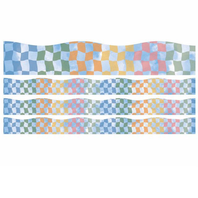 EUREKA Eureka® Rainbow Checkered Sky Extra Wide Deco Trim, 37 Feet Per Pack, 3 Packs