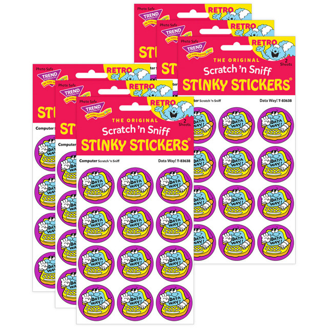 TREND ENTERPRISES INC. TREND Data Way!/Computer scent Retro Scratch 'n Sniff Stinky Stickers®, 24 Per Pack, 6 Packs