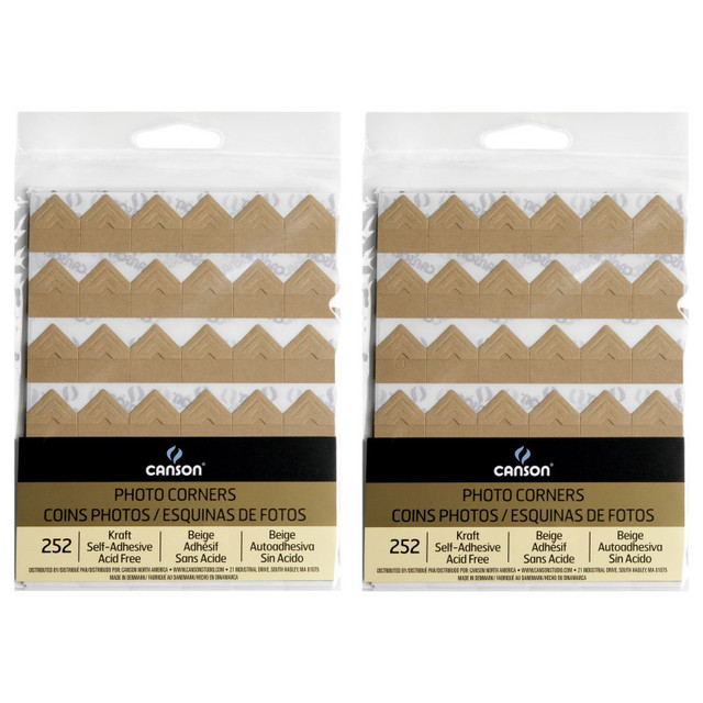 DIXON FINE ART Canson Canson Self-Adhesive Photo Corners, Kraft, 252 Per Pack, 2 Packs