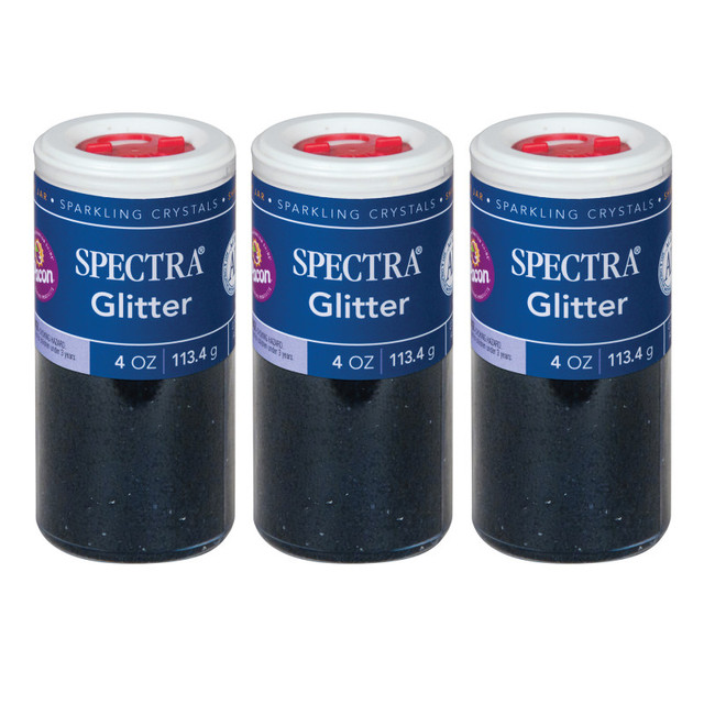 DIXON TICONDEROGA CO Spectra® Arts & Crafts Glitter, Black, 4 oz, 1 Jar, Pack of 3