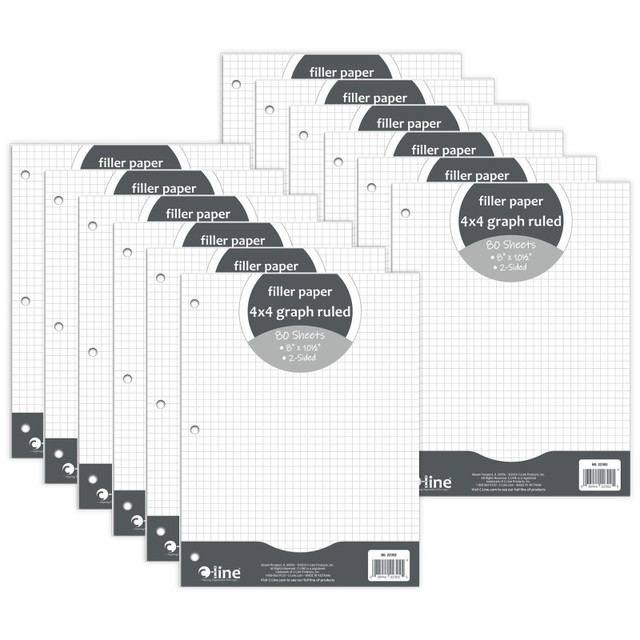 C-LINE PRODUCTS INC C-Line® Filler Paper, 4 x 4 Graph Ruled, White, 80 Sheets Per Pack, 12 Packs