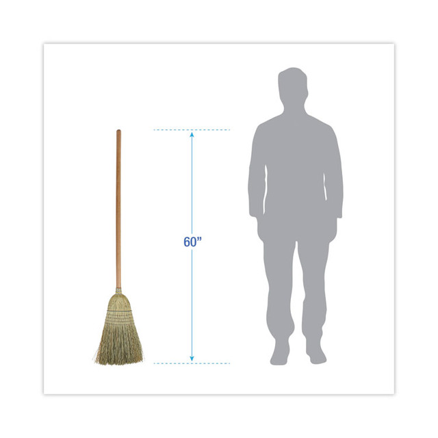 BOARDWALK BR10001 100% Corn Brooms, 60" Overall Length, Natural, 6/Carton