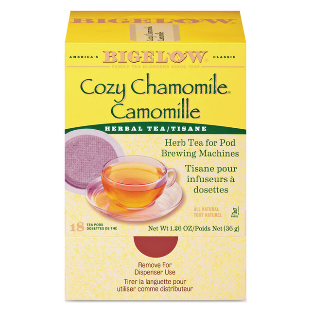 KEURIG DR PEPPER Bigelow® 10906 Cozy Chamomile Herbal Tea Pods, 1.90 oz, 18/Box