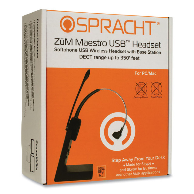 SPRACHT HS3010 ZuM Maestro USB Monaural Over The Head Headset, Black