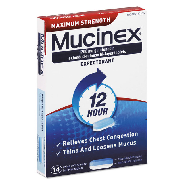 RECKITT BENCKISER Mucinex® 02314 Maximum Strength Expectorant, 14 Tablets/Box
