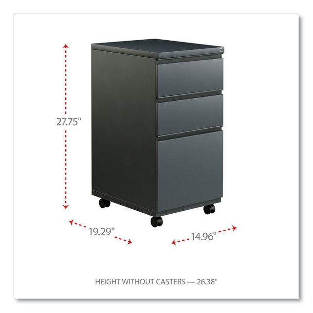 ALERA PBBBFCH File Pedestal with Full-Length Pull, Left or Right, 3-Drawers: Box/Box/File, Legal/Letter, Charcoal, 14.96" x 19.29" x 27.75"