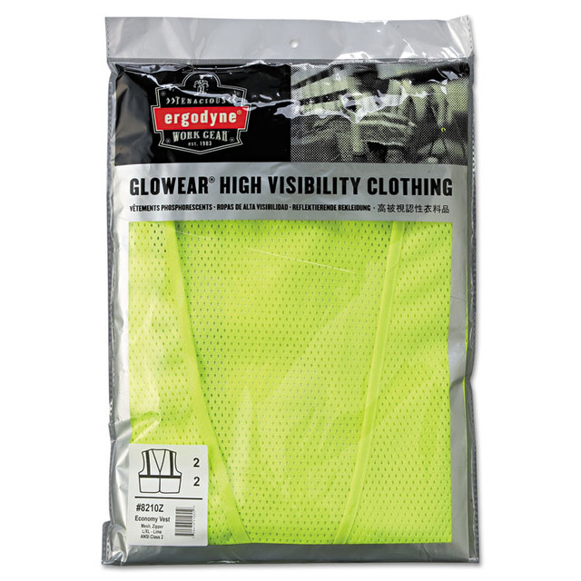 TENACIOUS HOLDINGS, INC. ergodyne® 21055 GloWear 8210Z Class 2 Economy Vest, Polyester Mesh, Large to X-Large, Lime