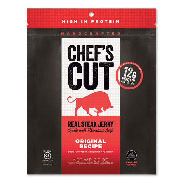 CHEF'S CUT REAL JERKY CO. CCR00500 Real Steak Jerky, Original Recipe, 2.5 oz Bag