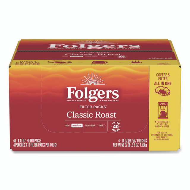 KEURIG DR PEPPER Folgers® 10117 Coffee Filter Packs, Classic Roast, 1.4 oz Pack, 40/Carton