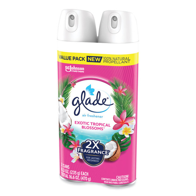 SC JOHNSON Glade® 346580 Air Freshener, Tropical Blossoms Scent, 8.3 oz, 2/Pack, 3 Packs/Carton