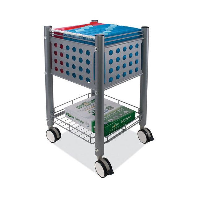 VERTIFLEX PRODUCTS VF52002 Sidekick File Cart, Metal, 1 Shelf, 1 Bin, 13.75" x 15.5" x 26.25", Matte Gray