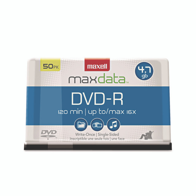 MAXELL CORP. OF AMERICA 638011 DVD-R Recordable Disc, 4.7 GB, 16x, Spindle, Gold, 50/Pack