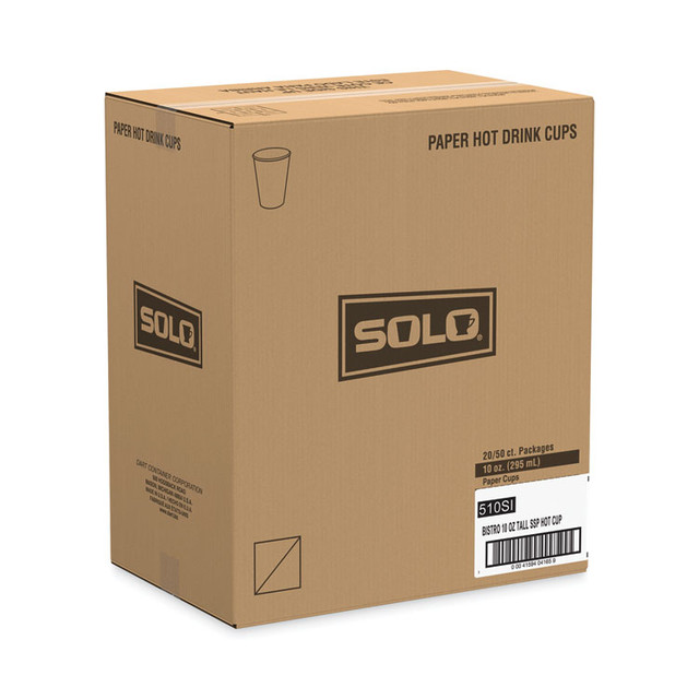 DART SOLO® 510SI Paper Hot Drink Cups in Bistro Design, 10 oz, Maroon, 1,000/Carton