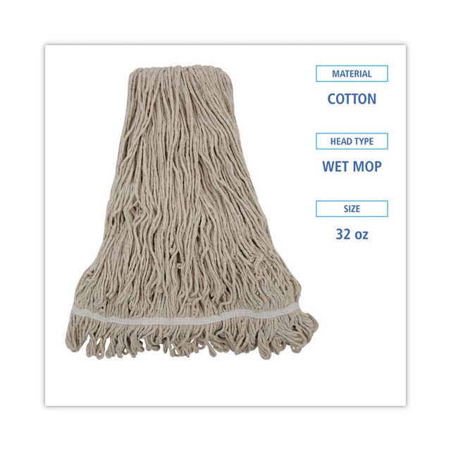 BOARDWALK 432C Mop Head, Pro Loop Web/Tailband, Premium Standard Head, Cotton, 32-Oz., White