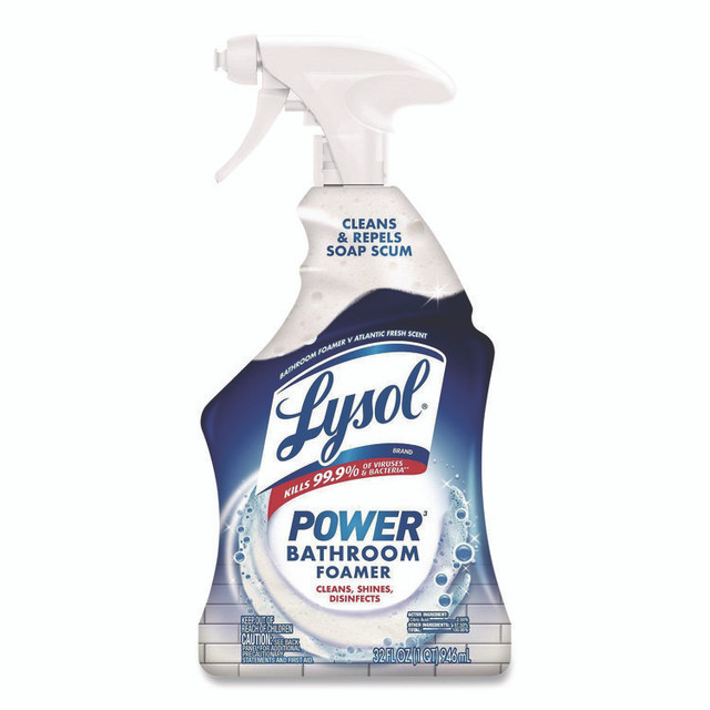 RECKITT BENCKISER LYSOL® Brand 02699CT Disinfectant Power Bathroom Foamer, Liquid, Atlantic Fresh Scent, 32 oz Spray Bottle, 12/Carton