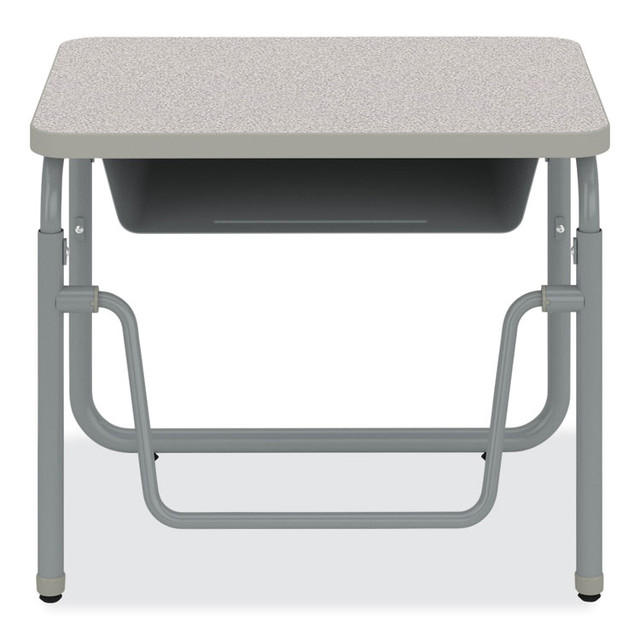 SAFCO PRODUCTS 1222GR AlphaBetter 2.0 Height-Adjustable Student Desk with Pendulum Bar and Book Box, 27.75" x 19.75" x 22" to 30", Pebble Gray