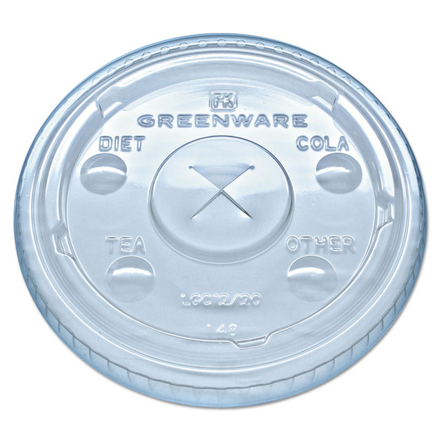 FABRI-KAL LGC12/20 Greenware Cold Drink Lids, Fits 9 oz Old Fashioned Cups, 12 oz Squat Cups, 20 oz Cups Clear, 1,000/Carton