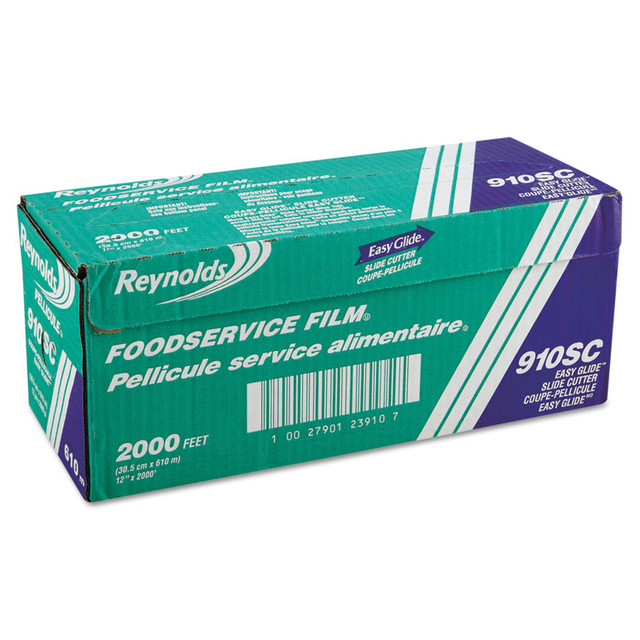 REYNOLDS FOOD PACKAGING Wrap® 910SC PVC Food Wrap Film Roll in Easy Glide Cutter Box, 12" x 2,000 ft, Clear