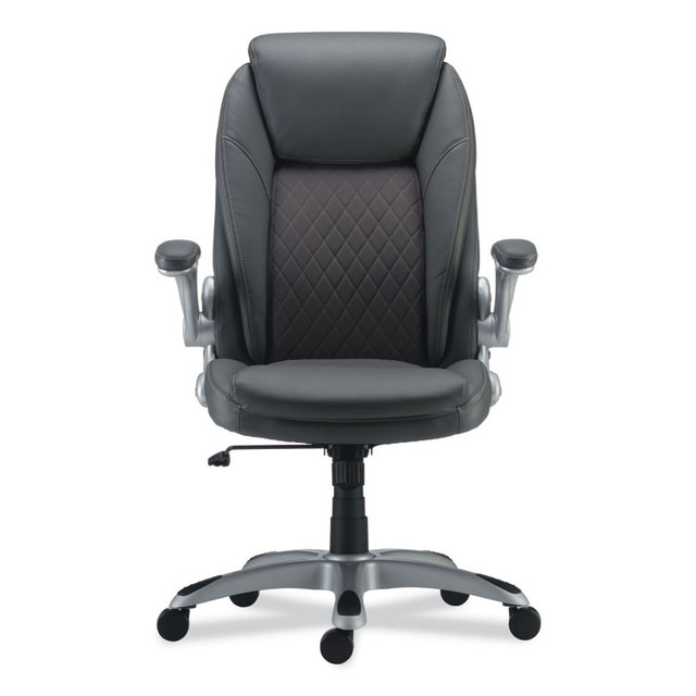 ALERA LT4219 Alera Leithen Bonded Leather Midback Chair, Supports Up to 275 lb, Gray Seat/Back, Silver Base