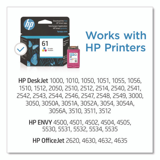 HP INC CH562WN HP 61, (CH562WN) Tri-Color Original Ink Cartridge