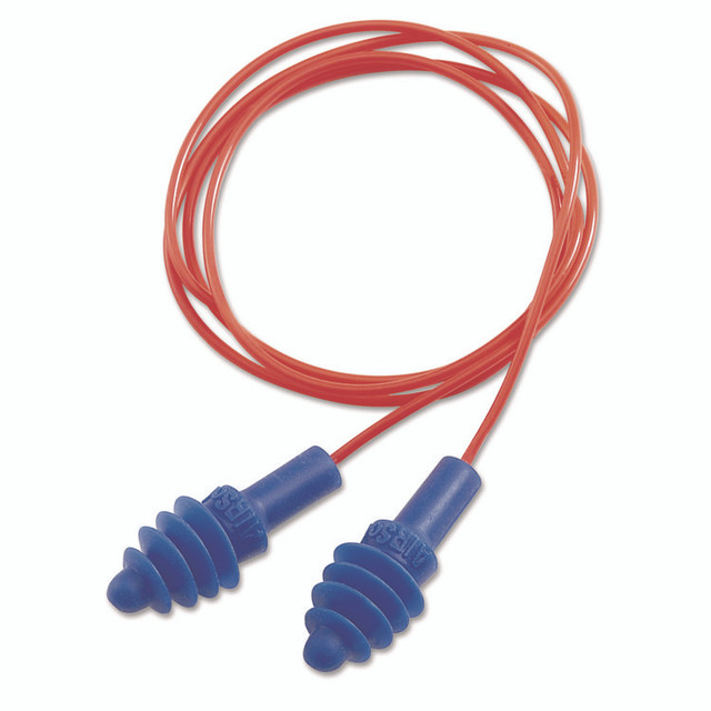 HONEYWELL ENVIRONMENTAL Howard Leight® by DPAS30R DPAS-30R AirSoft Multiple-Use Earplugs, 27NRR, Red Polycord, Blue, 100/Box