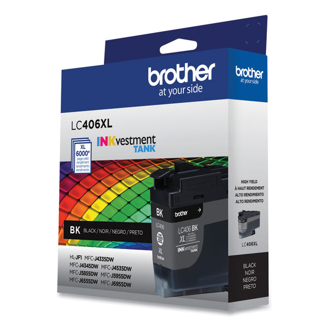 BROTHER INTL. CORP. LC406XLBKS LC406XLBKS INKvestment High-Yield Ink, 6.000 Page-Yield, Black