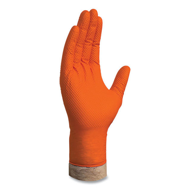 AMMEX CORPORATION GloveWorks® by GWON44100 Heavy-Duty Industrial Nitrile Gloves, Powder-Free, Medium, 8 mil Thick, 9.5" Long, Orange, 100/Box