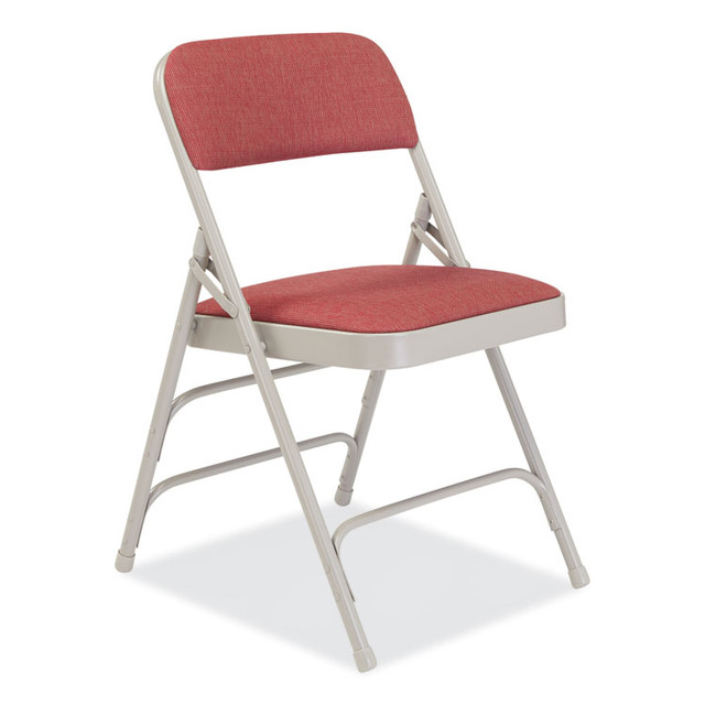 NATIONAL PUBLIC SEATING NPS® 2308 2300 Series Fabric Upholstered Tri-Brace Folding Chair, Supports 500 lb, Cabernet Seat, Cabernet Back, Gray Base, 4/Carton