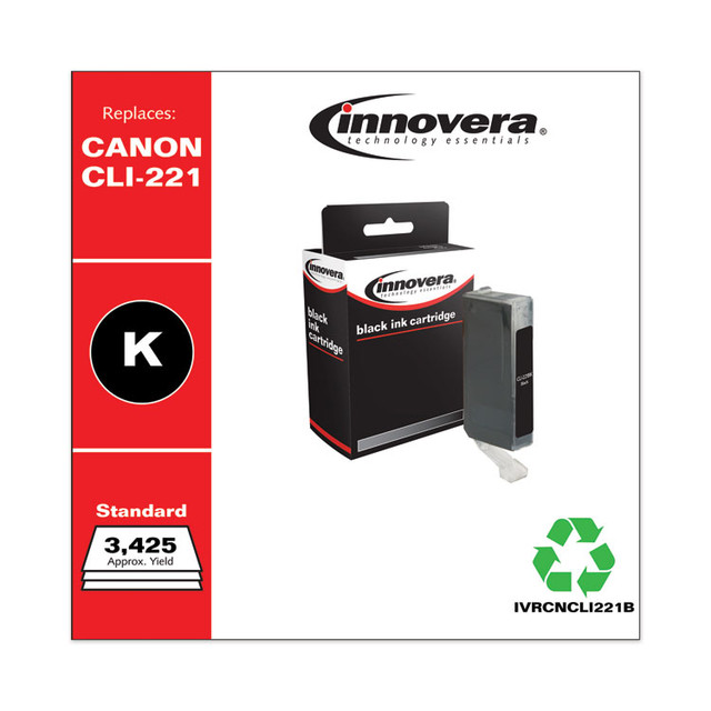 INNOVERA CNCLI221B Remanufactured Black Ink, Replacement for CLI-221BK (2946B001), 3,425 Page-Yield