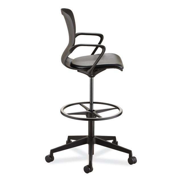 SAFCO PRODUCTS 7014BL Shell Extended-Height Chair, Supports Up to 275 lb, 22" to 32" Seat Height, Black Seat, Black Back, Black Base