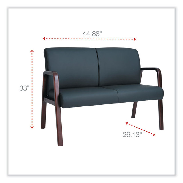 ALERA RL2219M Alera Reception Lounge WL Series Loveseat, 44.88" x 26.13" x 33", Black