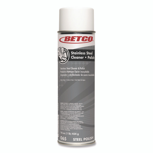 BETCO CORPORATION 652300 Stainless Steel Cleaner and Polish, Characteristic Scent, 16 oz Aerosol Spray, 12/Carton