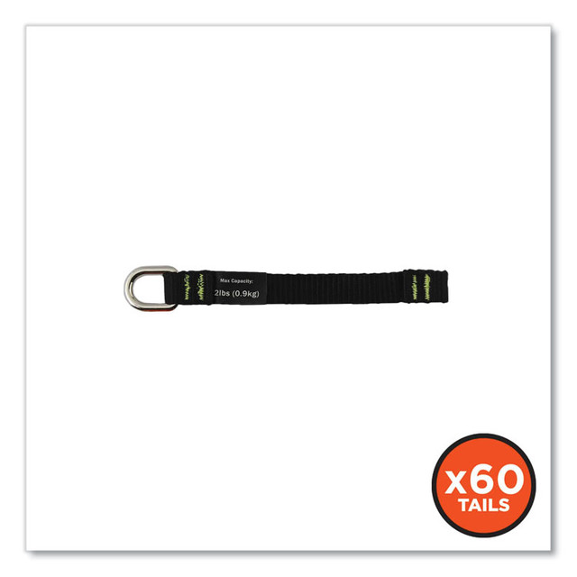 TENACIOUS HOLDINGS, INC. ergodyne® 19705BULK Squids 3700 Nylon Webbing Tool Tails with D-Rings, 2 lb Max Working Capacity, 5.5", Black, 6/Pack, 10 Packs/Carton