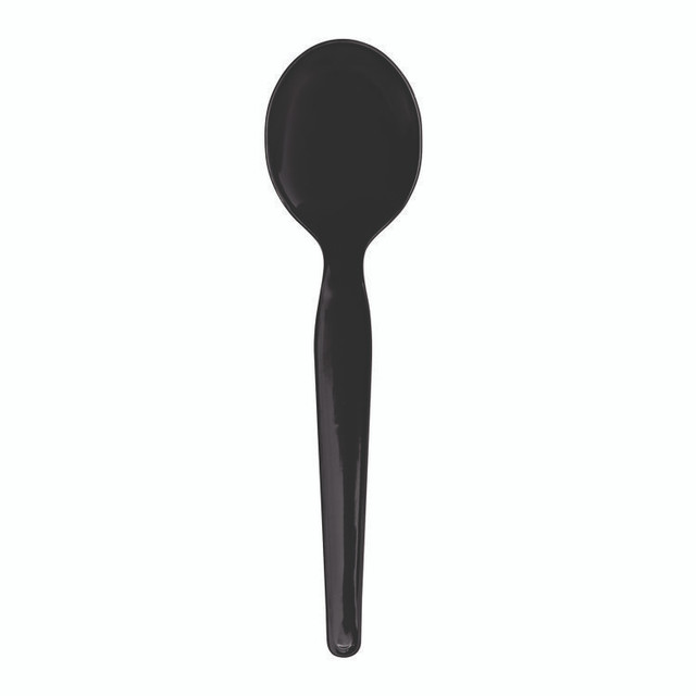 BOARDWALK SSHWPSBIW Heavyweight Wrapped Polystyrene Cutlery, Soup Spoon, Plastic, Black, 1,000/Carton