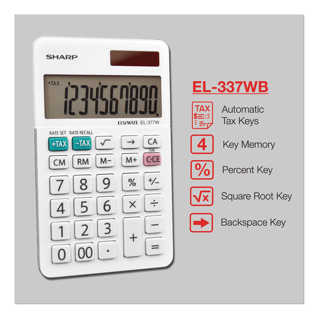 SHARP TONER EL377WB EL-377WB Large Pocket Calculator, 10-Digit LCD