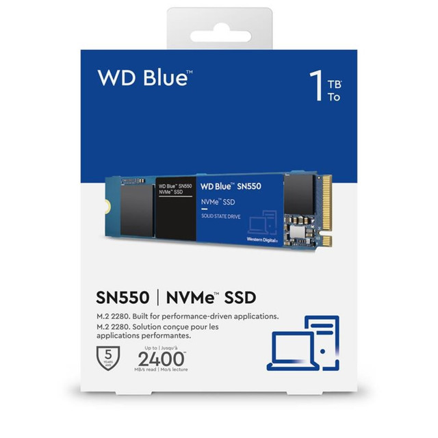 WESTERN DIGITAL CORPORATION Western Digital WDBA3V0010BNC-WRSN  Blue SN550 NVMe Internal SSD, 1TB, Blue