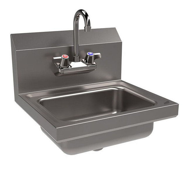 BK RESOURCES BKHSW1410PG Stainless Steel Hand Sink with Faucet, 14" l x 10" w x 5" d