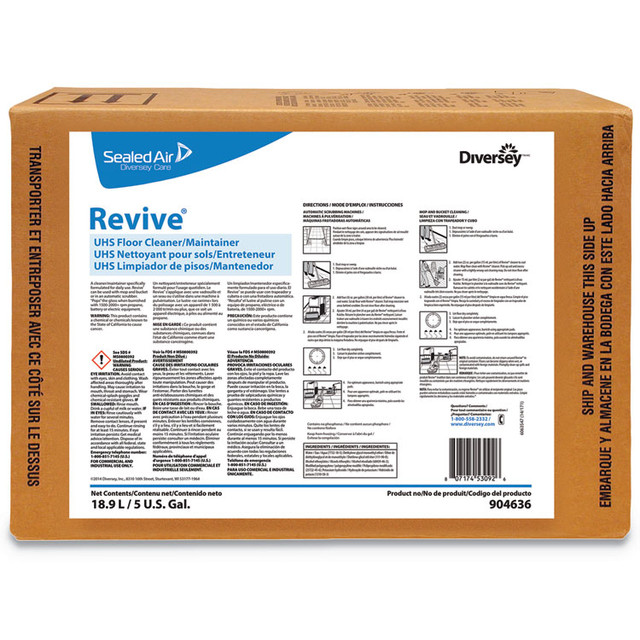 DIVERSEY 101109868 Revive UHS Floor Cleaner/Maintainer, Sweet Scent, 5 gal Box