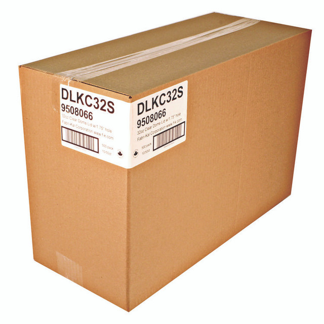 FABRI-KAL DLKC32S Kal-Clear/Nexclear Drink Cup Lids, Squat Dome Lid with 1.75" Hole, Fits 32 oz Cold Cups, Plastic, Clear, 500/Carton