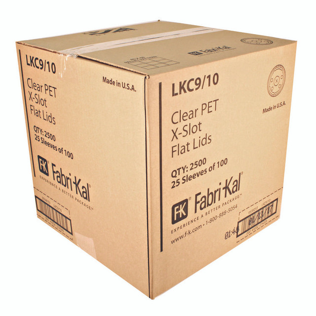 FABRI-KAL LKC9/10 Kal-Clear/Nexclear Drink Cup Lids, X-Style Straw Slot/Flavor Buttons, Fits 9 oz to 10 oz Cold Cups, Plastic, Clear, 2,500/CT